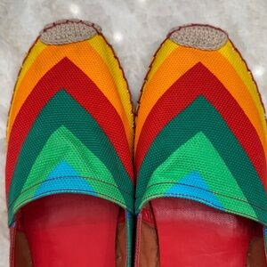 Valentino Limited Edition Collection Rainbow Canvas Espadrilles Size 38